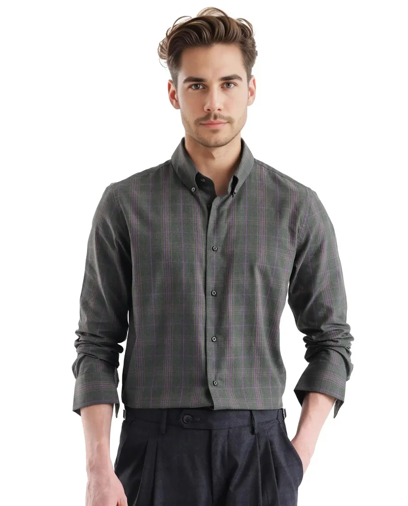 Rare Rabbit Men's Regular Fit Checkered Shirt