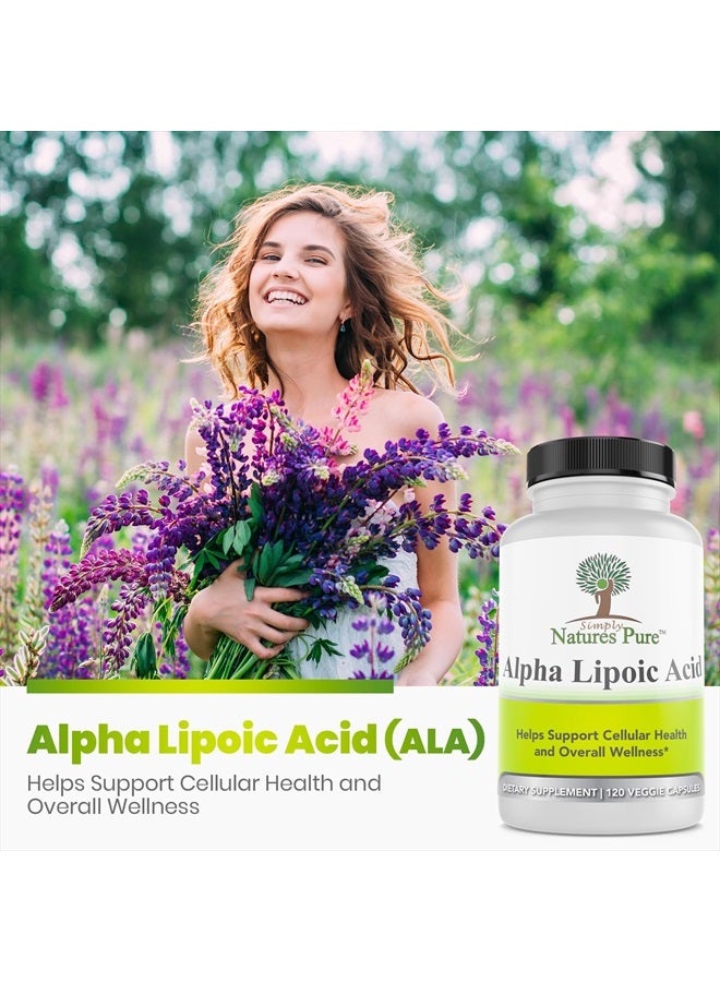 Simply Natures Pure Alpha Lipoic Acid 600mg 120 Veggie Capsules, Non-GMO Thioctic Acid 4 Month Supply - Image 5
