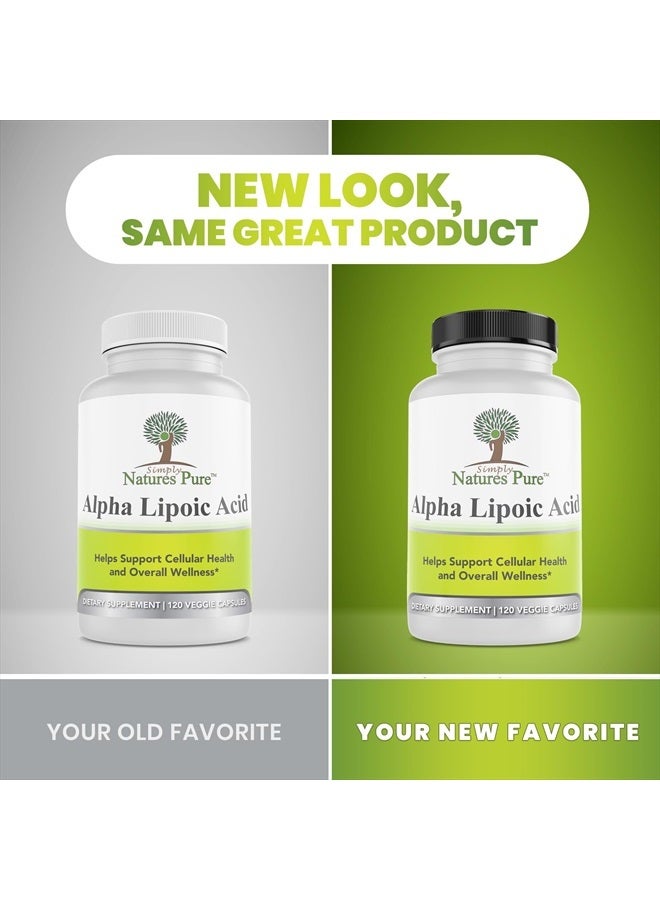 Simply Natures Pure Alpha Lipoic Acid 600mg 120 Veggie Capsules, Non-GMO Thioctic Acid 4 Month Supply - Image 2