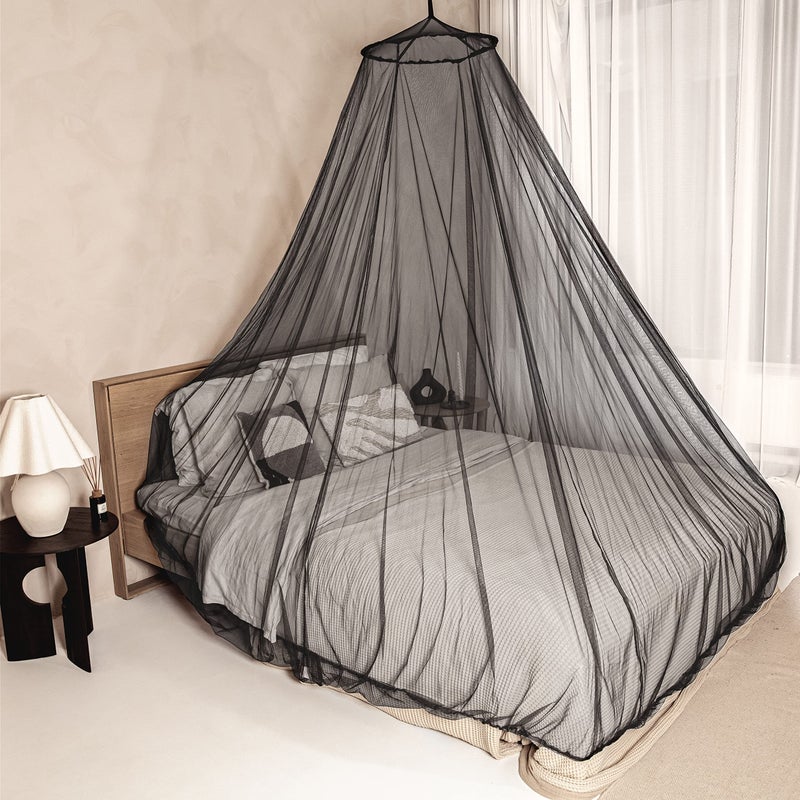 Black Mosquito Net for Single to KingSized Beds  2 Openings or FullyEnclosed Bed Canopy  Conical Design for Decoration or Travel  Free Bag  Hanging Kit for Easy Setup