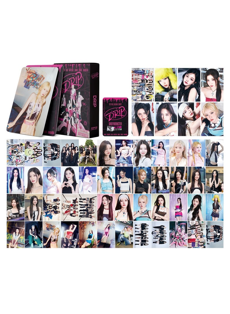NIBEMINENT 55 Pcs Kpop BABYMONSTER DRIP Lomo Cards Card For Fans Collection Gifts - Image 1