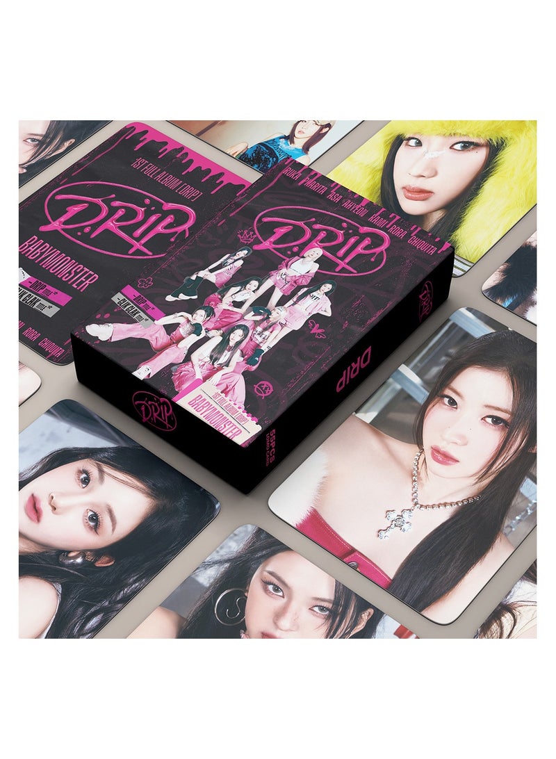 NIBEMINENT 55 Pcs Kpop BABYMONSTER DRIP Lomo Cards Card For Fans Collection Gifts - Image 2