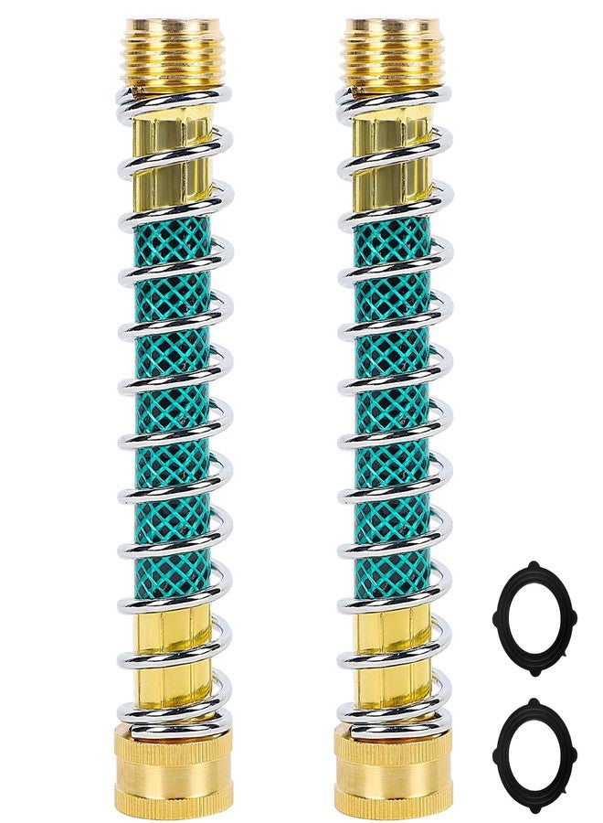 Triumpeek 2 Packs Garden Hose Extension Adapters, 5.7"L Hose Protectors with Coil Spring, Brass Hose/Pipe Connectors with 3/4" Threaded Hose Fittings - Image 1