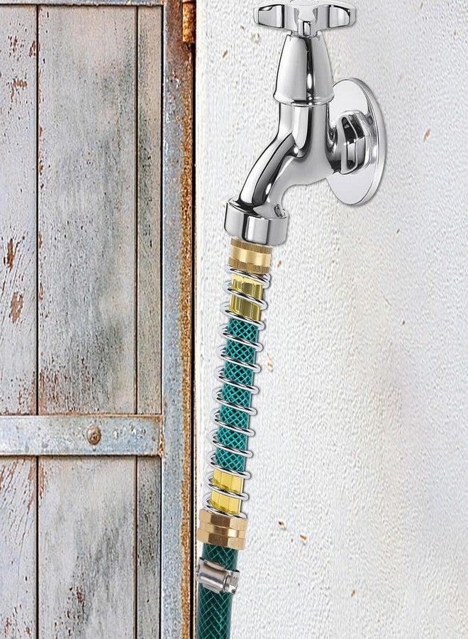 Triumpeek 2 Packs Garden Hose Extension Adapters, 5.7"L Hose Protectors with Coil Spring, Brass Hose/Pipe Connectors with 3/4" Threaded Hose Fittings - Image 5