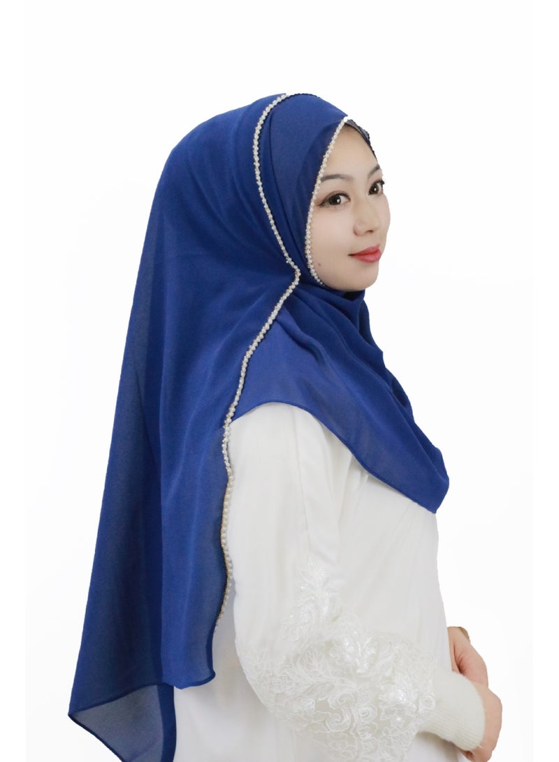 KUYING Ethnic Double Layer Chiffon Malay Pullover Colored Ruffled Headband 