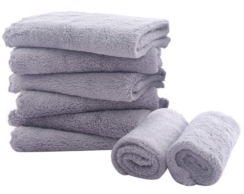 8 Pack Burp Cloths for Baby 20 by 10 Ultra Absorbent Burping Cloth Hand Washcloths Newborn Towel Milk Spit Up Rags Burpy Cloths for Unisex Boy Girl Burp Cloths Set Grey