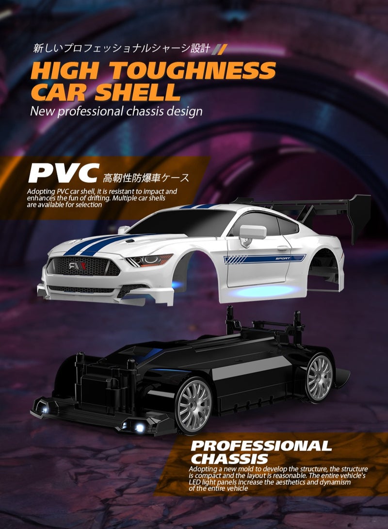 هارفستوي سيارة سباق RC بمقياس 1:24، 30 كم/ساعة، دفع رباعي، 2.4 جيجا هرتز، سيارات تحكم عن بعد مع إضاءة LED، سباق و4 عجلات سباق، سيارات سباق RC عالية السرعة، هدية للأولاد والبنات والأطفال - Image 2