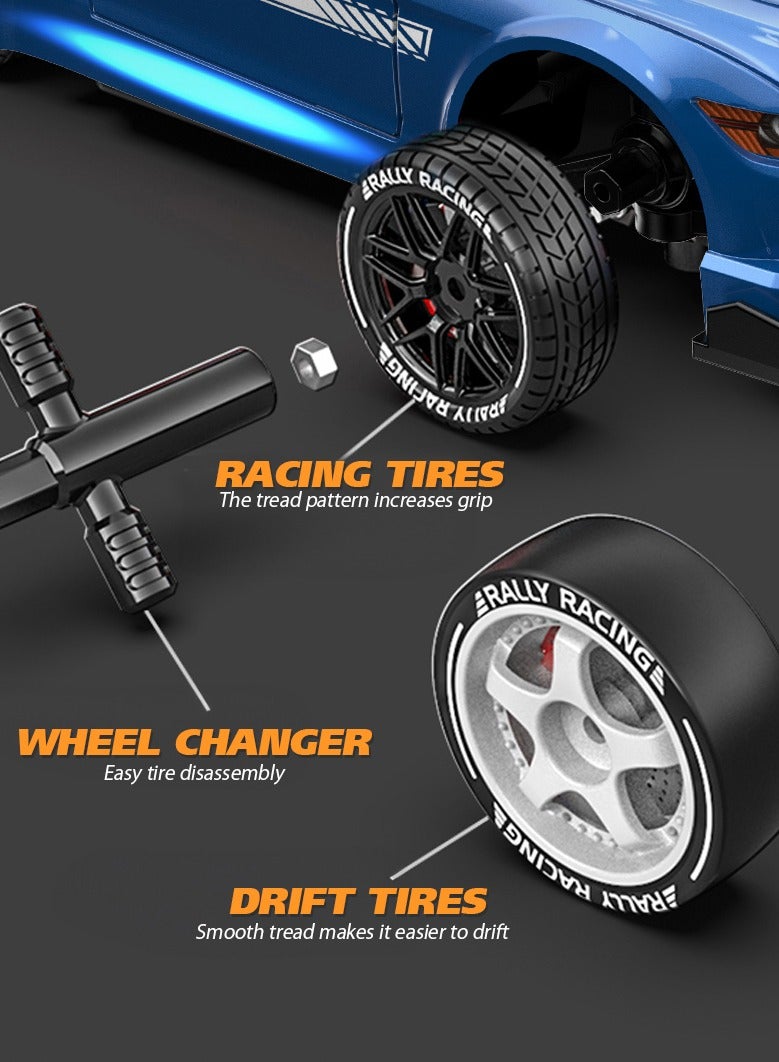 هارفستوي سيارة سباق RC بمقياس 1:24، 30 كم/ساعة، دفع رباعي، 2.4 جيجا هرتز، سيارات تحكم عن بعد مع إضاءة LED، سباق و4 عجلات سباق، سيارات سباق RC عالية السرعة، هدية للأولاد والبنات والأطفال - Image 5