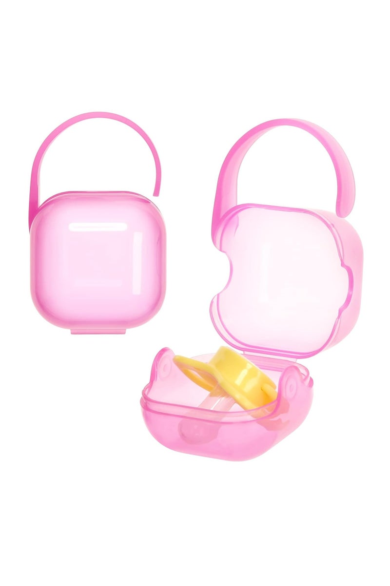 Oasisgalore 6 Pack Pacifier Case, Pacifier Holder Case with Handle,Universal Pacifier Container for Travel, Pink - Image 1