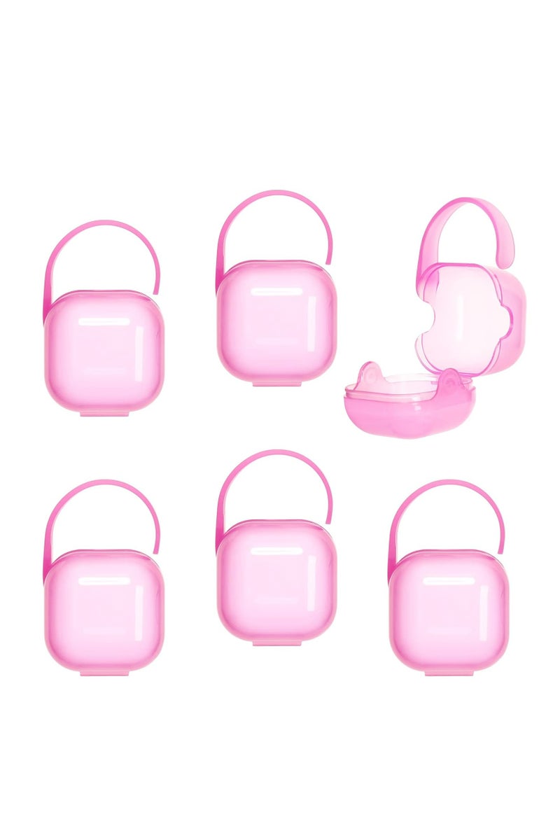Oasisgalore 6 Pack Pacifier Case, Pacifier Holder Case with Handle,Universal Pacifier Container for Travel, Pink - Image 2
