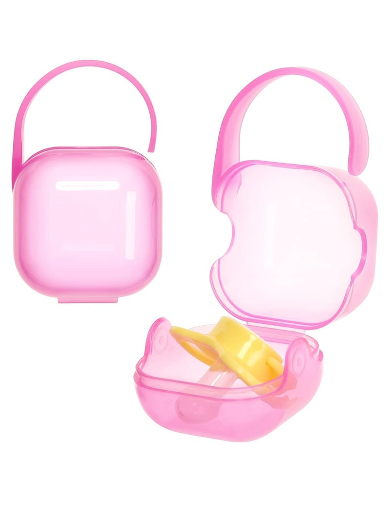 Oasisgalore - 6 Pack Pacifier Case, Pacifier Holder Case with Handle,Universal Pacifier Container for Travel, Pink - Image 1