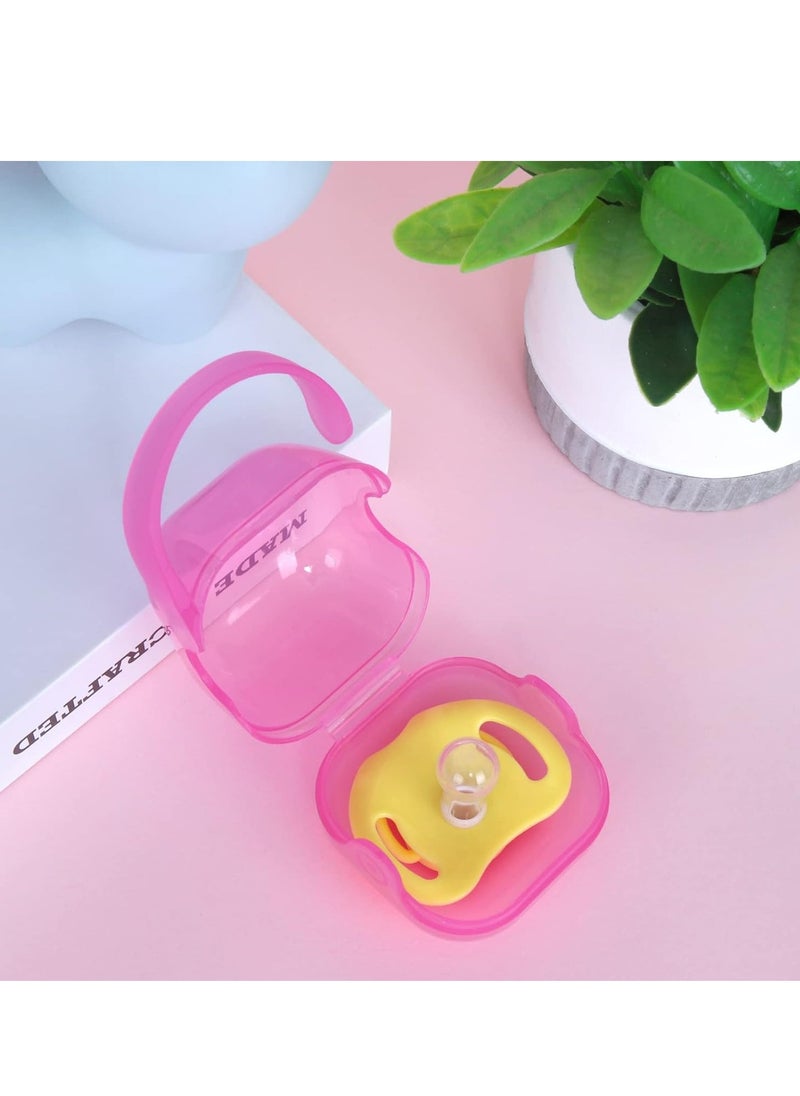 Oasisgalore - 6 Pack Pacifier Case, Pacifier Holder Case with Handle,Universal Pacifier Container for Travel, Pink - Image 1