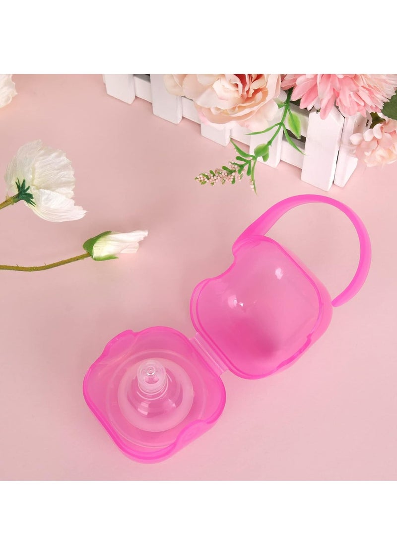 Oasisgalore - 6 Pack Pacifier Case, Pacifier Holder Case with Handle,Universal Pacifier Container for Travel, Pink - Image 1