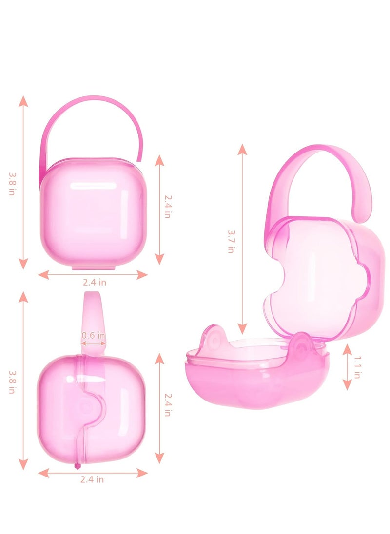 Oasisgalore - 6 Pack Pacifier Case, Pacifier Holder Case with Handle,Universal Pacifier Container for Travel, Pink - Image 1