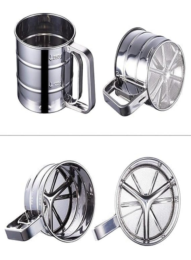 SARJAK Flour Sifter for Baking Atta chhani Hand Press Design Stainless Steel Flour Sifter Corrosion Resistant Large Capacity Flour Sieve Cup for Sugar Flour and Coffee Powder | Atta Chalni - Image 5