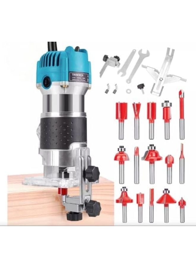 Qivine 800W 30 000 RPM Fixed Base Compact Palm Trim Wood Router Tool - Image 1