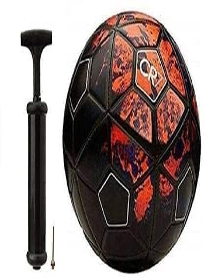 CRAZX Hand Stitched Soccer Football | Suitable for Hard Ground Without Grass | Training Ball | Soccer Ball | for Men/Women | Football Size - 5 with Pump (CR7) - Image 2