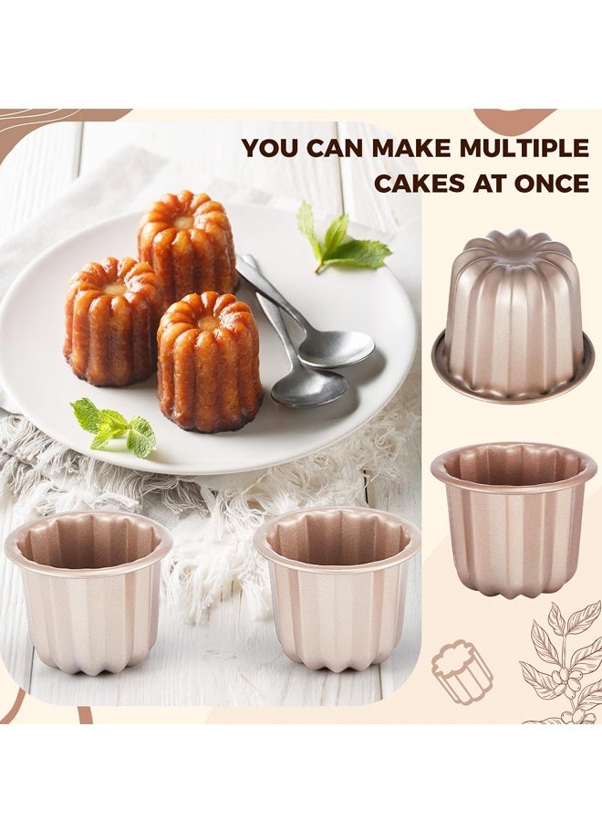 4 pcs Canele Mold Cake Pan Non Stick small Copper Color, Muffin Bakeware Cupcake Pan DIY Cake Muffin Oven Baking Tool - Image 5