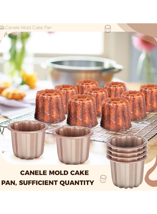 4 pcs Canele Mold Cake Pan Non Stick small Copper Color, Muffin Bakeware Cupcake Pan DIY Cake Muffin Oven Baking Tool - Image 4