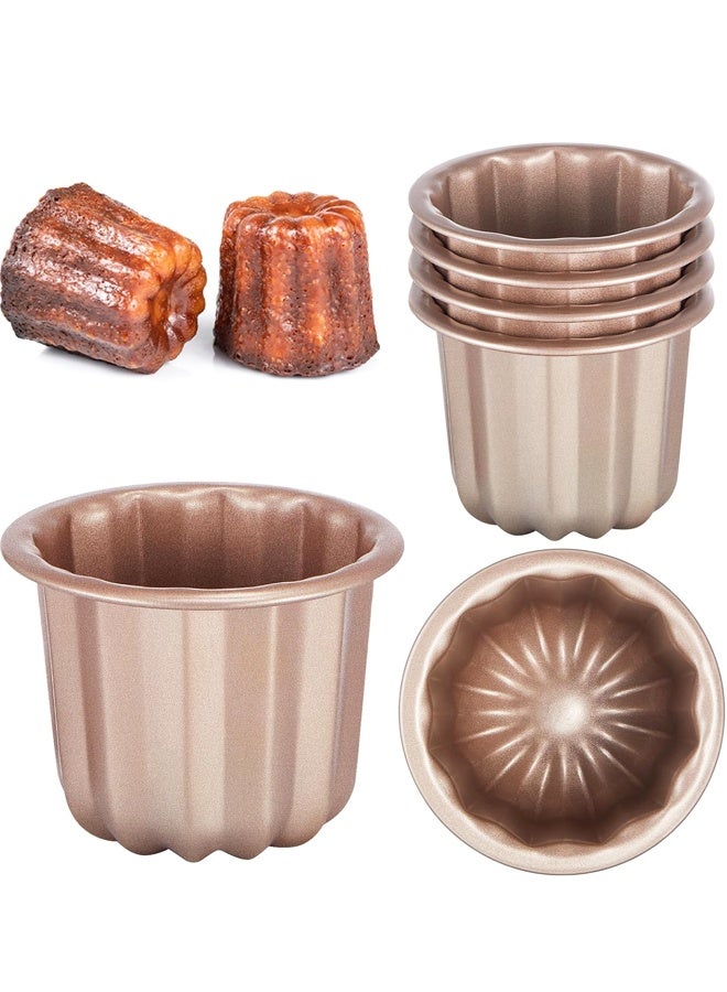 4 pcs Canele Mold Cake Pan Non Stick small Copper Color, Muffin Bakeware Cupcake Pan DIY Cake Muffin Oven Baking Tool - Image 1