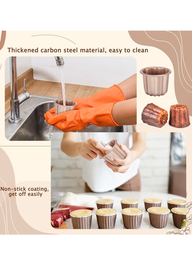 4 pcs Canele Mold Cake Pan Non Stick small Copper Color, Muffin Bakeware Cupcake Pan DIY Cake Muffin Oven Baking Tool - Image 3