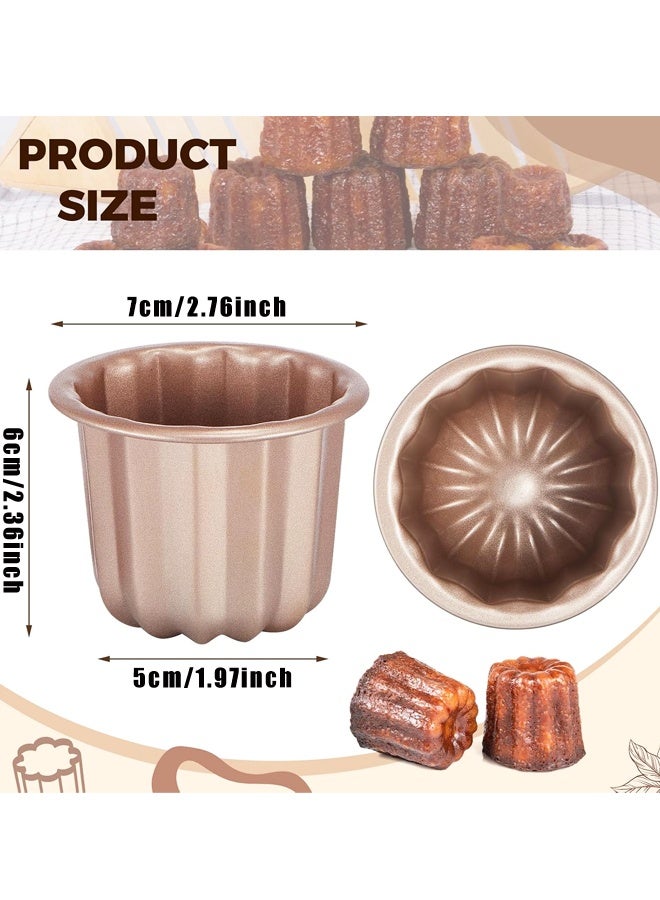 4 pcs Canele Mold Cake Pan Non Stick small Copper Color, Muffin Bakeware Cupcake Pan DIY Cake Muffin Oven Baking Tool - Image 2