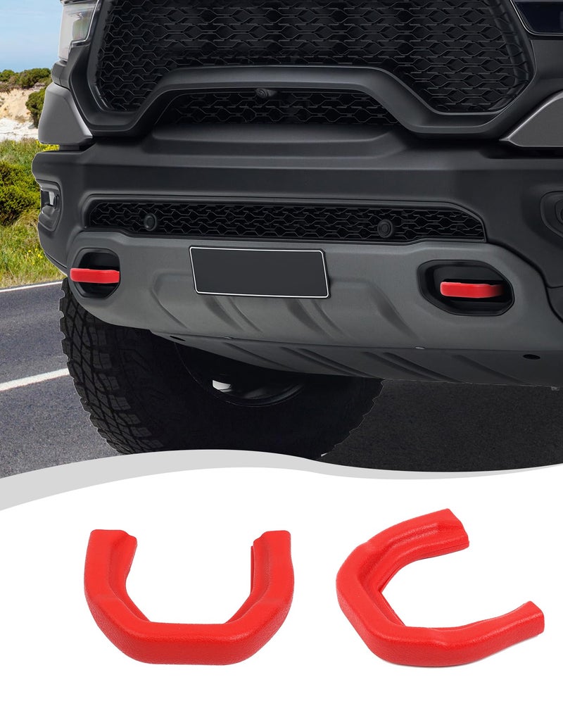 Hoolcar Front Bumper Tow Hook Covers Rubber Sleeve Protectors Compatible with Dodge Ram TRX 20182025 Exterior Accessories Red