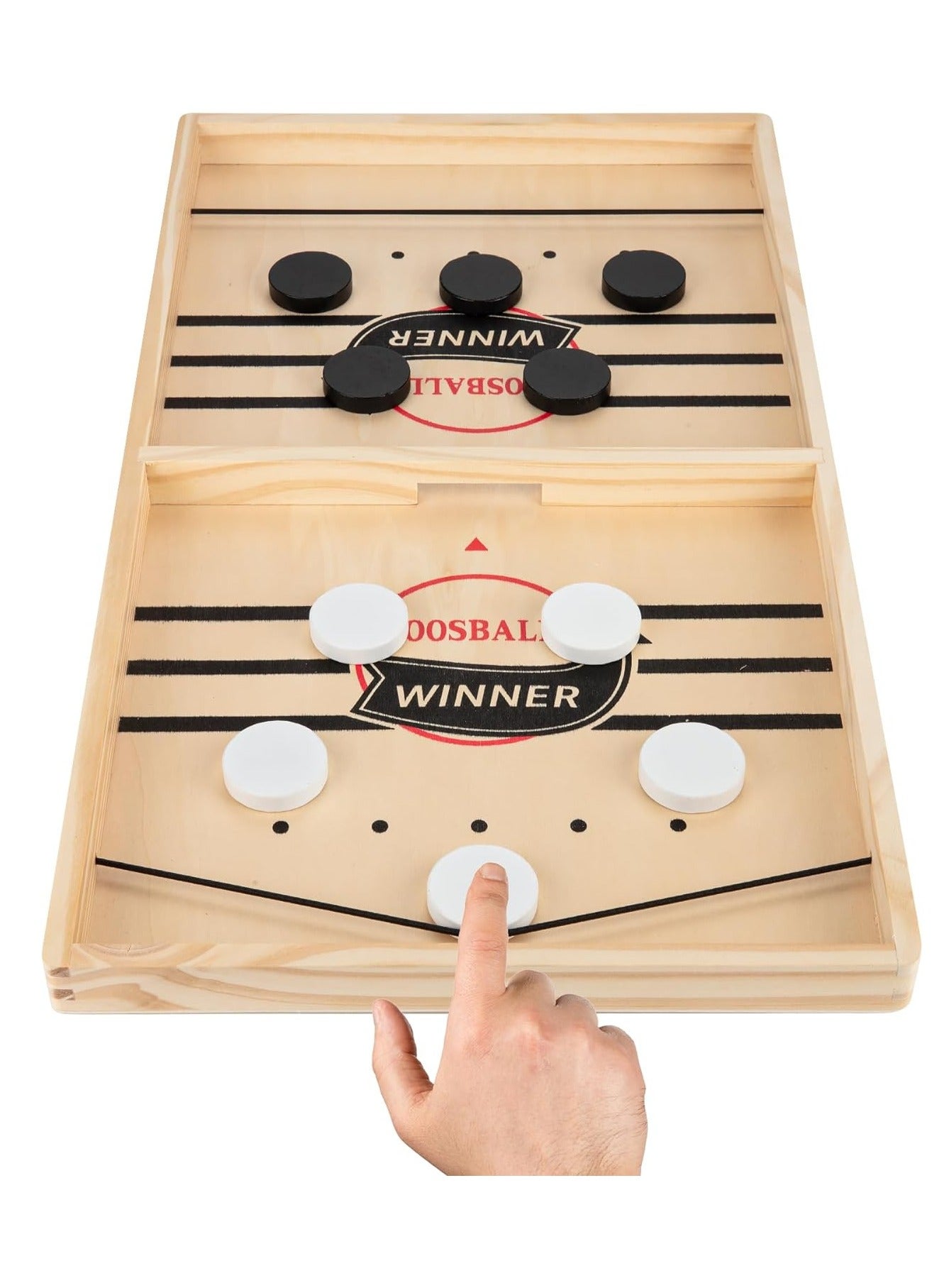 LIMOS Large Sling Puck Game - Fast-Paced Wooden Hockey Table Game, Foosball Winner Board, Rapid Slingshot Table Battle for Kids, Adults, and Family Parties