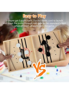 LIMOS Large Sling Puck Game - Fast-Paced Wooden Hockey Table Game, Foosball Winner Board, Rapid Slingshot Table Battle for Kids, Adults, and Family Parties  - Image 3