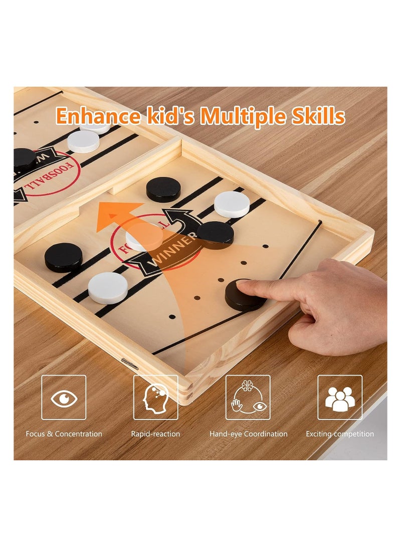 Large Sling Puck Game - Fast-Paced Wooden Hockey Table Game, Foosball Winner Board, Rapid Slingshot Table Battle for Kids, Adults, and Family Parties