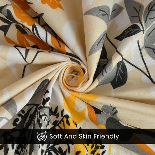 FRESH FROM LOOM Floral Printed Bedsheet | Glace Cotton King Size for Double Bed | Soft Hypoallergenic | Anti-Fade Long-Lasting Fabric(Size - 90x100, Desert Bloom Cream) - Image 3