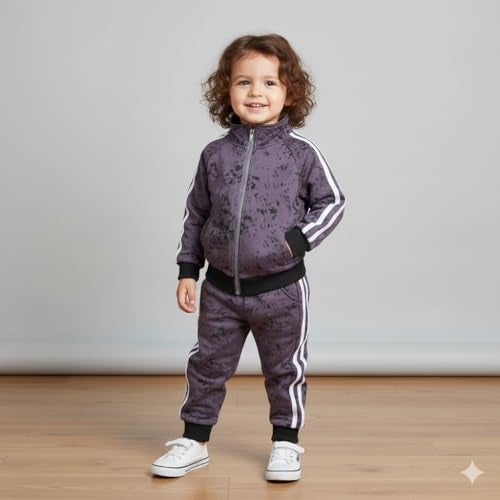 Bold N Elegant Kids Tracksuit Winter Fleece Lined Jacket & Joggers | Warm Trendy Zipper Sweatshirt with Track Pants Winter Co-ord Set for Infant Toddler Baby Boys - Image 2