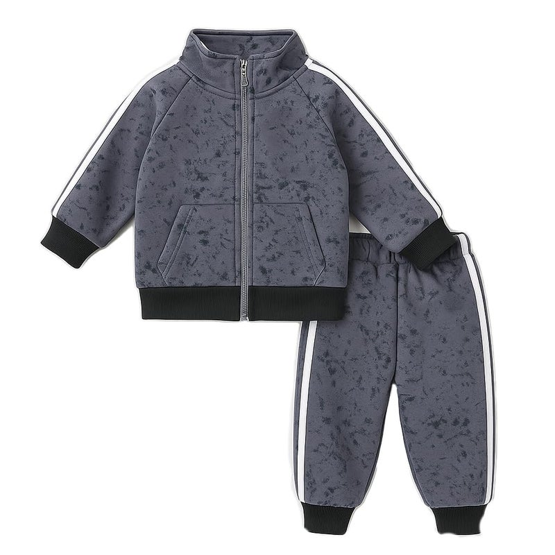 Bold N Elegant Kids Tracksuit Winter Fleece Lined Jacket & Joggers | Warm Trendy Zipper Sweatshirt with Track Pants Winter Co-ord Set for Infant Toddler Baby Boys - Image 4