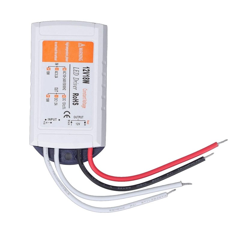 Compact 12V 18W LED Driver Power Supply for LED Strip Lights Lamp Bulbs Easy to Install - Image 1