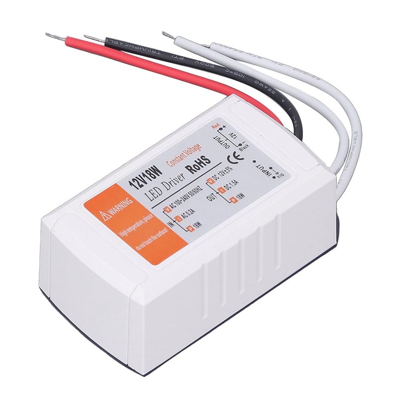 Compact 12V 18W LED Driver Power Supply for LED Strip Lights Lamp Bulbs Easy to Install - Image 3