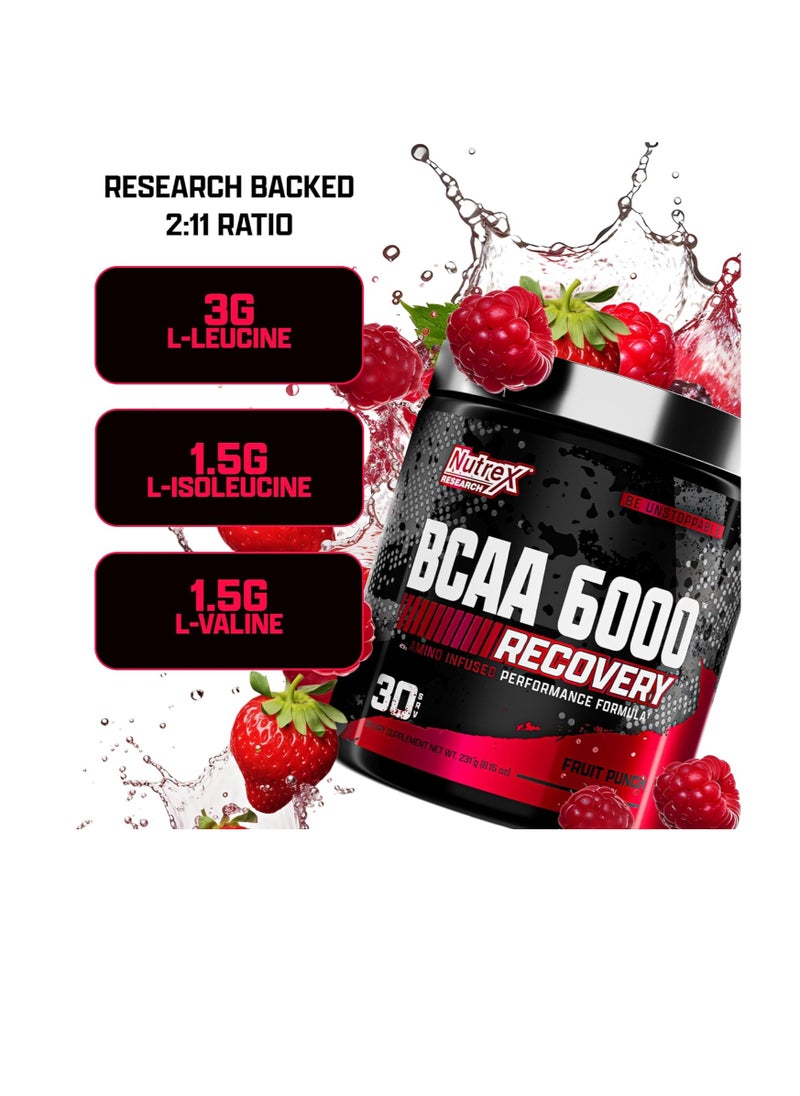 Nutrex Research BCAA Powder 6000 Recovery Fruit Punch Flavour 30 Servings 231 g  - Image 3