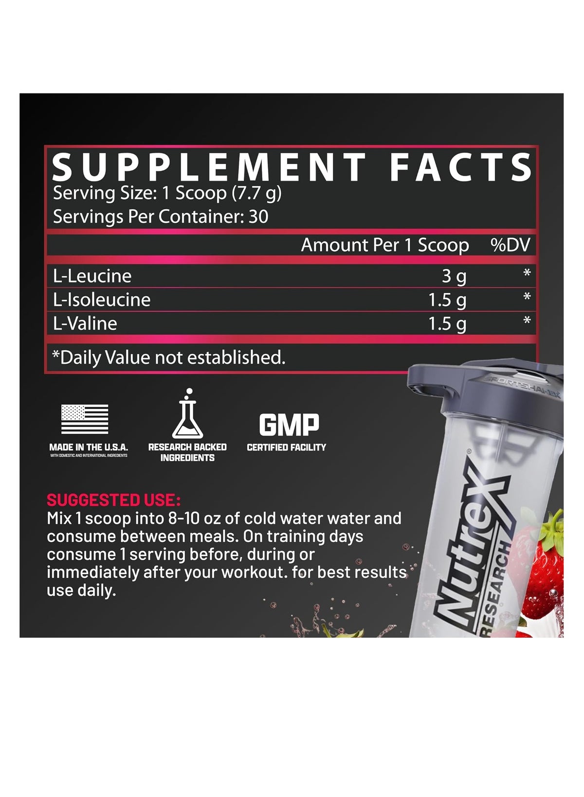 Nutrex Research Bcaa Powder 6000 Recovery Fruit Punch Flavour 231g 30'S