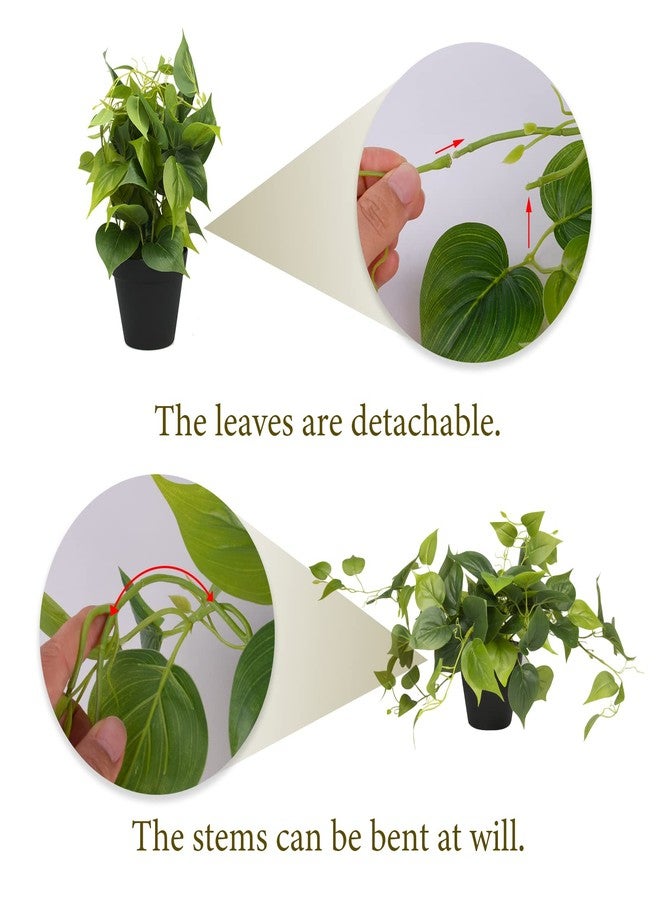 LOYWREE Artificial Scindapsus Aureus Fake Pothos Plants in Black Pots - Realistic Faux Indoor Greenery Potted for Home, Office, Desk, Shelf, Living Room, Bedroom, Balcony, Patio & Garden Decor - Image 5