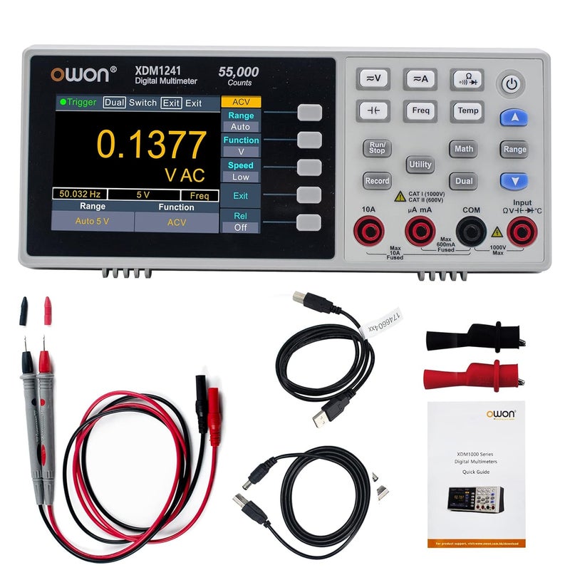 Owon OWON XDM1241 37in Digital Desktop Multimeter LCD Mini True RMS Temperature Tester Meter for Instruments and Laboratories FactoriesUS Plug XDM1241  - Image 1