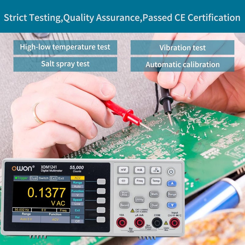 Owon OWON XDM1241 37in Digital Desktop Multimeter LCD Mini True RMS Temperature Tester Meter for Instruments and Laboratories FactoriesUS Plug XDM1241  - Image 5
