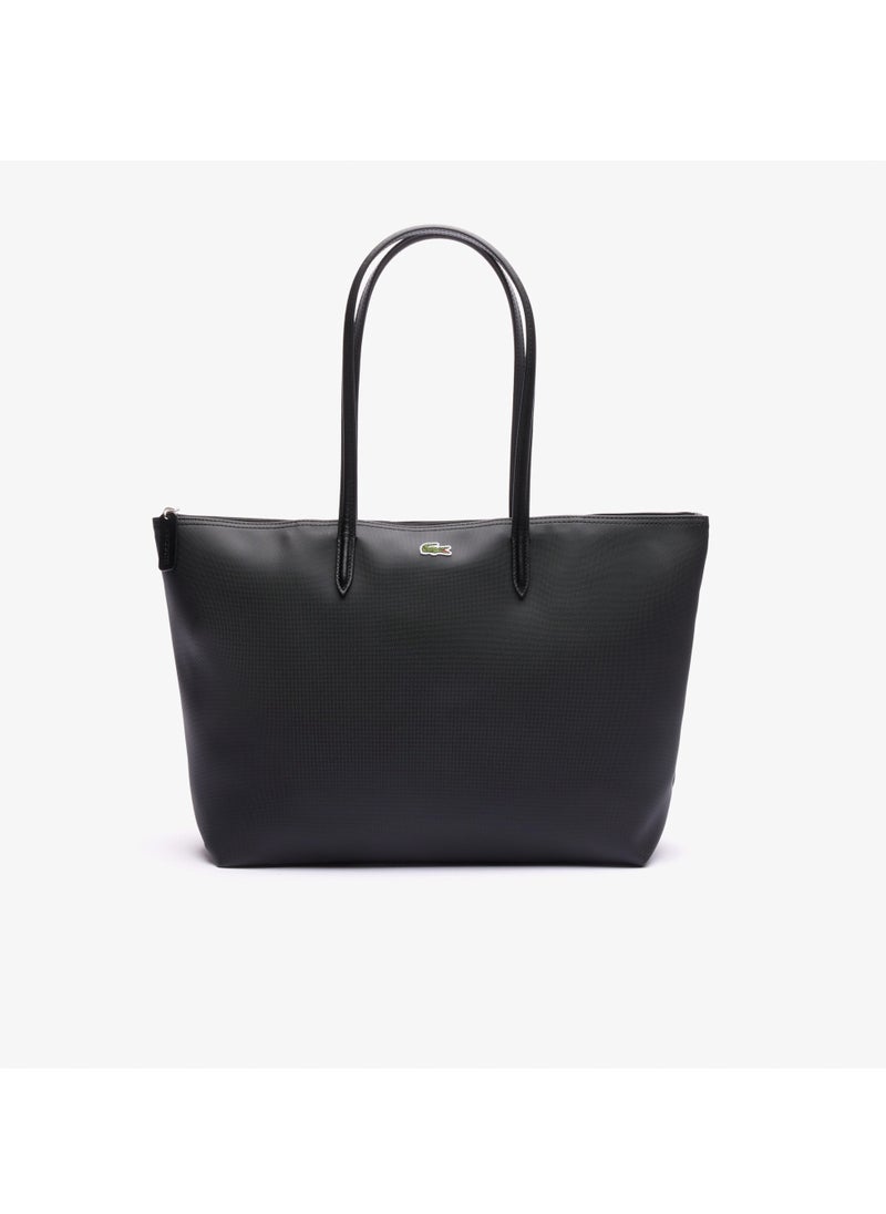 LACOSTE Lacoste Large L.12.12 Concept Tote Bag Handbags Shoulder Bag Shopping Bag for Women - Black  - Image 1
