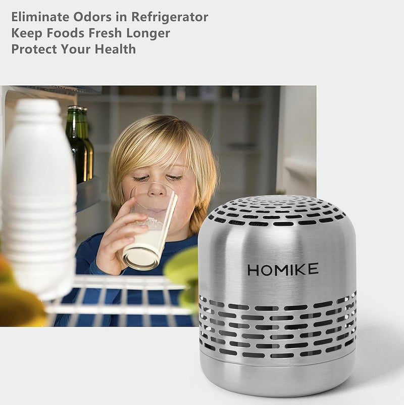 HOMIKE HOMIKE Refrigerator Deodorizer, Odor Eliminator,Last up to 10 Years for Car,Closet,Shoes Cabinet,Fridge and Freezer,Outperforms Baking Soda and Activated Carbon(Stainless Steel)  - Image 2