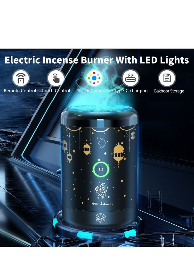 Bukhoor مبخرة كهربائية مبخرة عربية ناشر رائحة للمنزل والمكتب 16 لون أضواء LED المحمولة سيارة الناشر مكتب ديكور المنزل العربية البخور  - Image 2