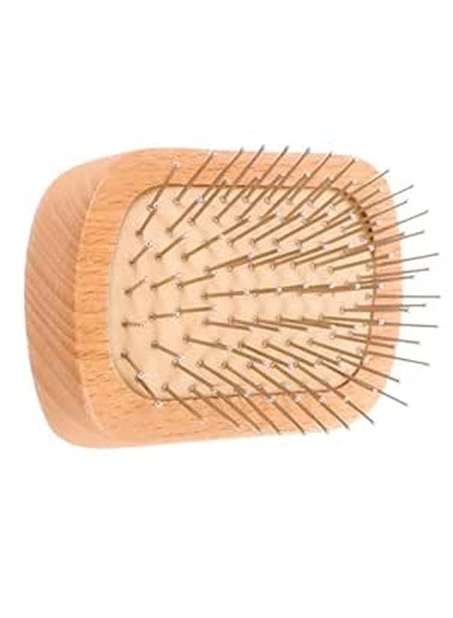 Wooden Scalp Massage Brush with Steel Pins Detangling Comb for Scalp Relaxation Small Hair Styling Tool - Image 1