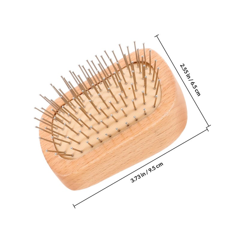 Wooden Scalp Massage Brush with Steel Pins Detangling Comb for Scalp Relaxation Small Hair Styling Tool - Image 3