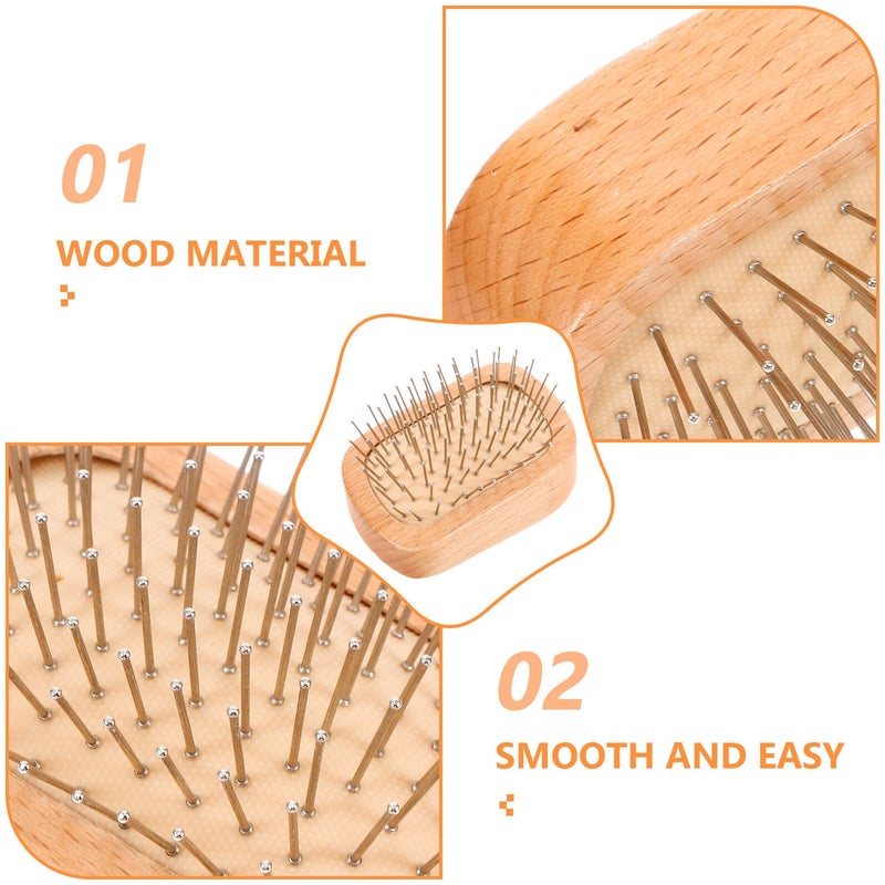 Wooden Scalp Massage Brush with Steel Pins Detangling Comb for Scalp Relaxation Small Hair Styling Tool - Image 4