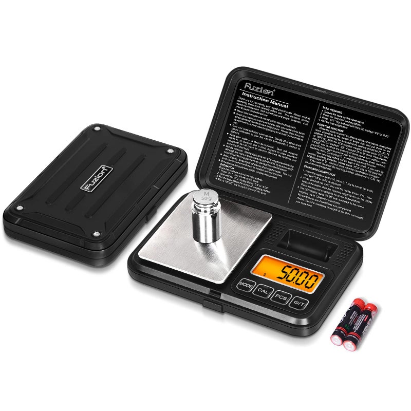Fuzion Digital Pocket Scale 200g001g Scale Gram with LCD Display Tare and PCS Mini Digital Scale with 50g Calibration Weight for Jewelry Coins Powder Herbs Spices Battery Included