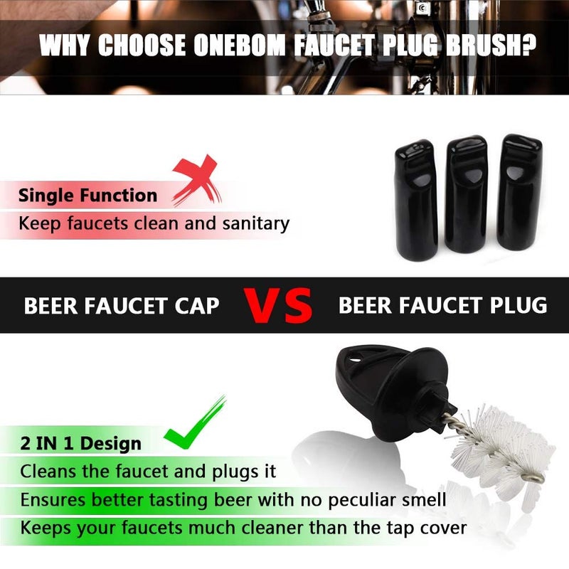 OneBom (12Pack) OneBom Faucet Plug Brush Beer Plug, 2 in 1 Beer Tap Cap Plug & Cleaning Brush, Fit Snugly into The Stout for Most Standard Taps - Image 4