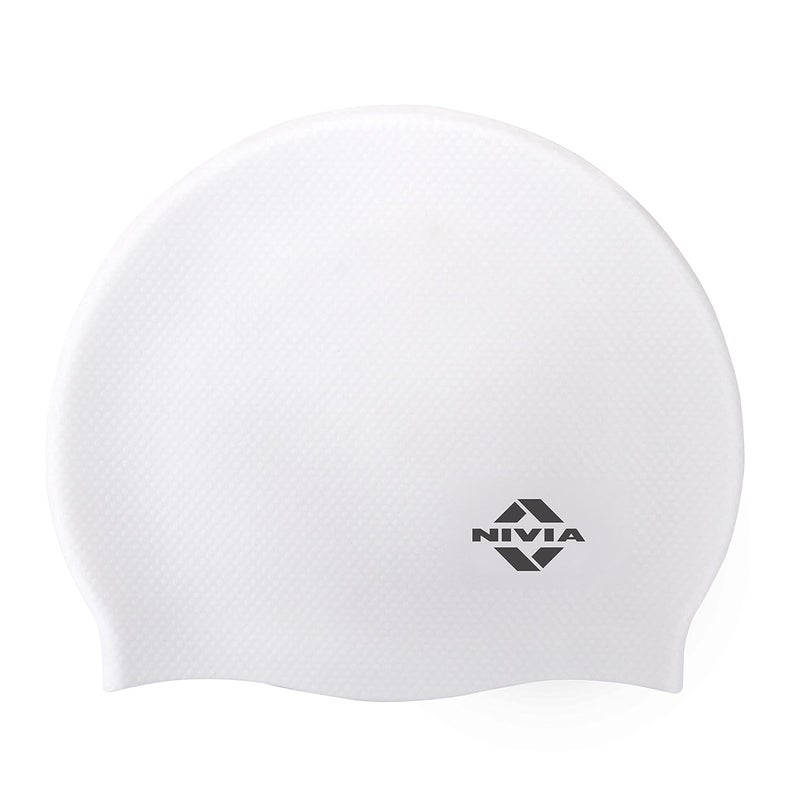 Nivia Pro Silicone Swimming Cap - White - Image 1