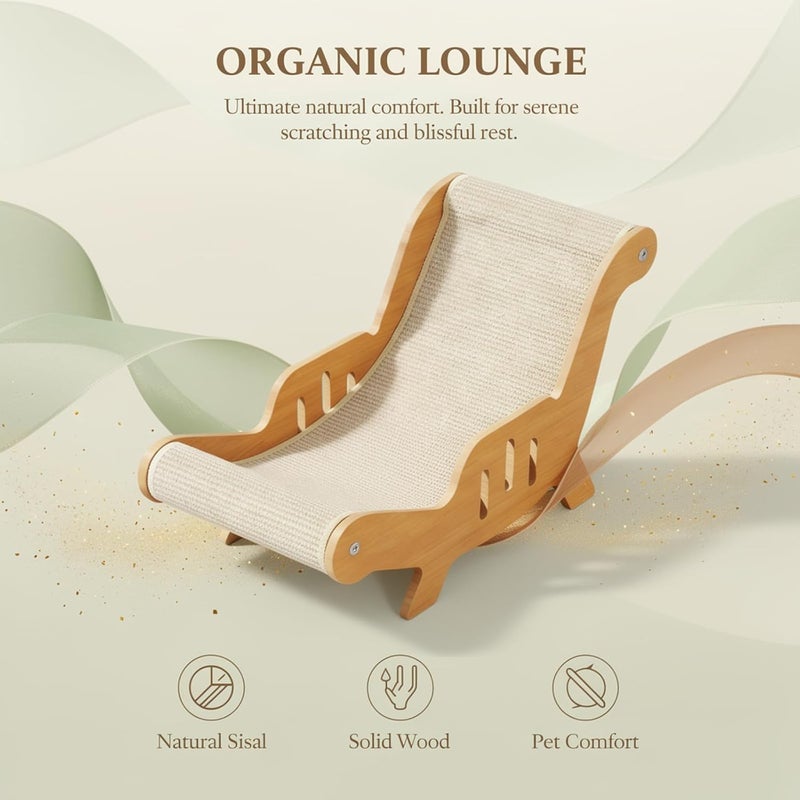 Cat Scratcher Lounge Chair, Large Sisal, 52 X 32 X 32 Cm, Solid Wood Scratch Lounger, Extra Large, Long-Lasting, Brown, Protects Cat Paws - Image 2